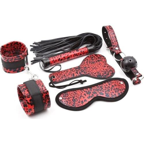 Sex Bondage 5 Pieces/set Fetish Whip Handcuffs Erotic Sex Toys Adult Games for Couples