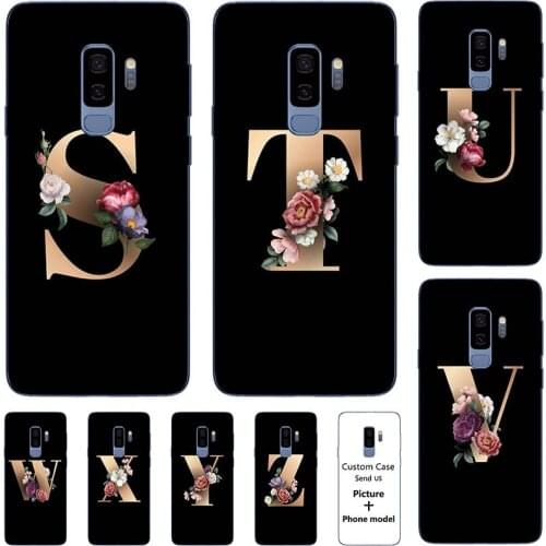Flower 26 English Name Letters Custom Initial Case For Samsung Galaxy S9 Plus S9Plus S9 S 9 Soft Silicone Cover