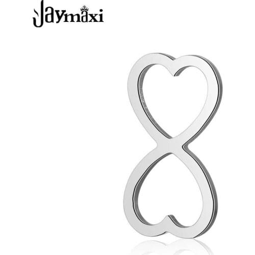 Jaymaxi Stainless Steel Heart Charms Connector Two Hearts Lovers Jewelry Findings for Bracelet Making 20Pieces/lot
