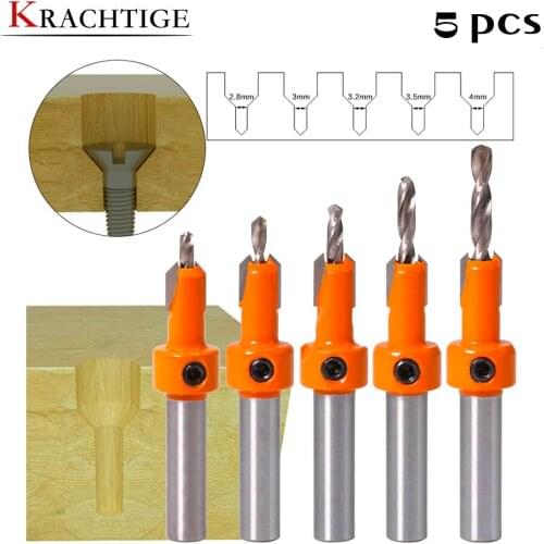Krachtige 8MM Shank Countersink Drill Bit Router Bit 2.8/3/3.2/3.5/4 x8