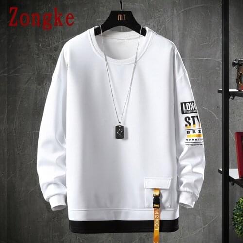 Zongke Casual Sweatshirt Men Clothing Harajuku Streetwear Men Vintage Sweatshirt Tracksuit Men Sweatshirts 4XL 2021 Spring