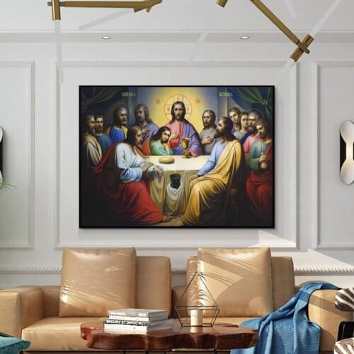 The Last Supper of Christianity Canvas Painting Retro Posters and Prints Christian Jesus Wall Art Picture for Living Room Decor