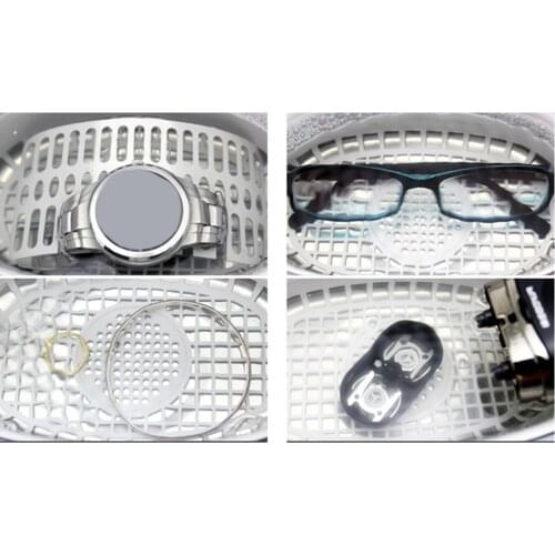 Ultrasonic Cleaner with Digital Timer Professional Mini Ultrasound Cleaning Machine for Jewelry Glasses Denture Ring White EU