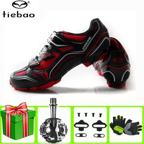 Tiebao MTB Cycling Shoes Men Red Outdoor Sport Bicycle Self-Locking Professional Racing Mountain Bike Shoes zapatillas ciclismo