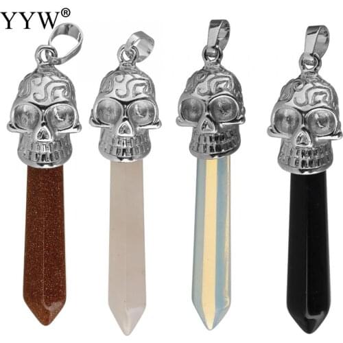 Natural Crystal Quartz Drop Earring Skull Trapezoid Geometric Long Stone Dangle Earrings Healing Charm Ear Jewelry for Women