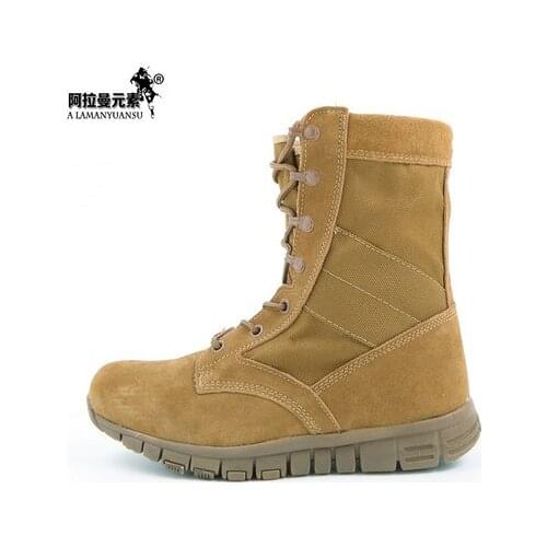 Military US ARMY Ultra Light Desert Boots Summer Breathable Tactical SWAT Proof Combat Boots leather 800D nylon Free Shipping