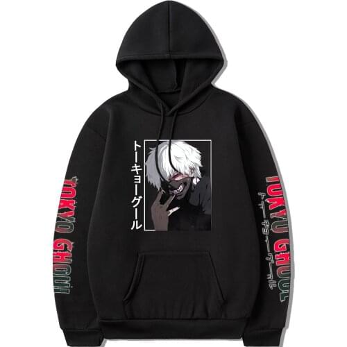 Japanese Hot Ghoul Anime Hoodie Tokyo Kaneki Ken Graphic 2021 Winter Men And Women Fashion Kawaii Unisex Hoodie Fall Black Tops