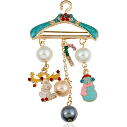 AWAYTR Christmas hanger Brooches Pin With Pendant Women Neckline Clip Brooches Elegance Jewelry Brooch Clip Clothing Accessories
