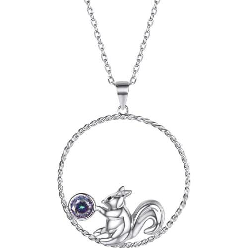Collare 100% 925 Sterling Silver Squirrel Playing Pendant Women Cute Animal Jewelry Valentines Gift Girls' Dainty Necklace P631