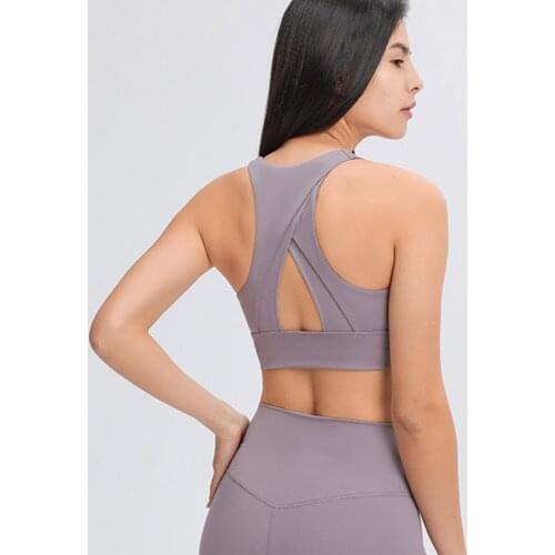 Women High-neck Push Up Fitness Workout Bras High Impact Soft Nylon Dance Yoga Sports Bras Top Athletic Brassiere