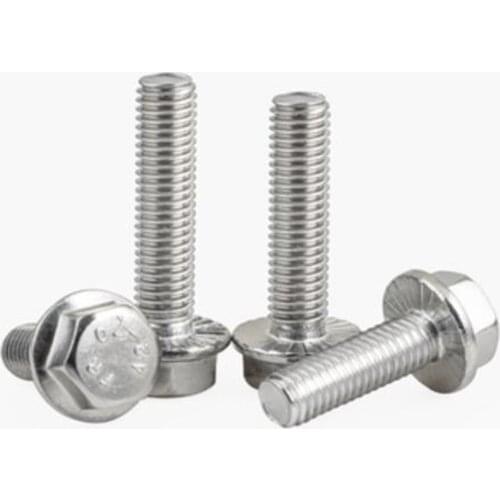 2-5PCS M5 M6 M8 M10 A2-70 304 Stainless Steel GB5787 Hexagon Head with Serrated Flange Cap Screw Hex Washer Head Bolt