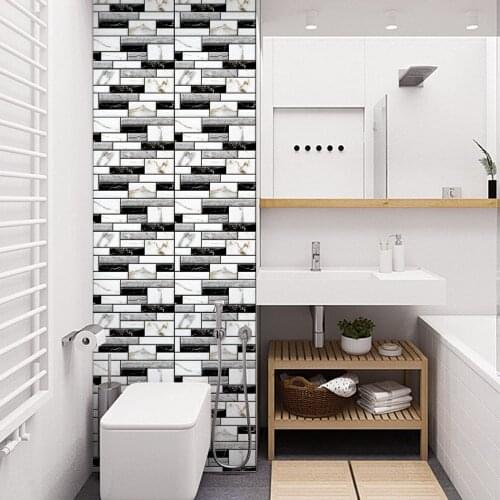 30*30cm*1pcs 3D Brick Pattern Tile Wall Stickers Oil-proof Waterproof Kitchen Bathroom Home Decoration PVC DIY Waist Line Poster