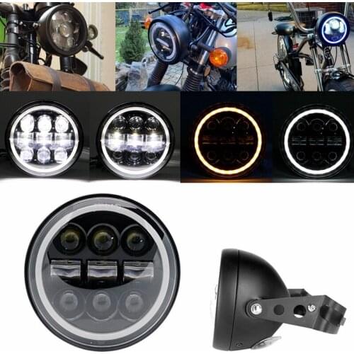 5.75inch Motorcycle LED Headlight Housing With 5-3/4 LED Headlight for Honda Suzuki Kawasaki Vulcan Cruiser Bike Cafe Racers