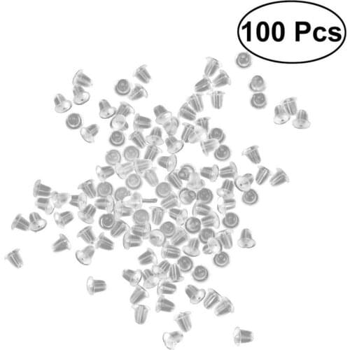 5mm 100pcs Clear Soft Silicone Rubber Earring Backs Safety Round Stopper Rubber Jewelry Accessories DIY Parts Ear Plugging