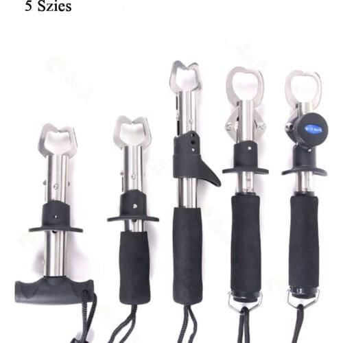 5 Szies Portable Fishing Gripper Stainless Steel Fish Lip Grip Handle Grab Carp Fishing Lip Grip Alicate De Pesca Fishing Tackle