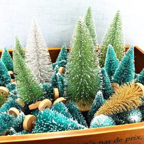 6pcs Miniature Christmas Tree Small Artificial Sisal Snow Landscape Architecture Trees for Christmas Crafts Tabletop Decor Gifts