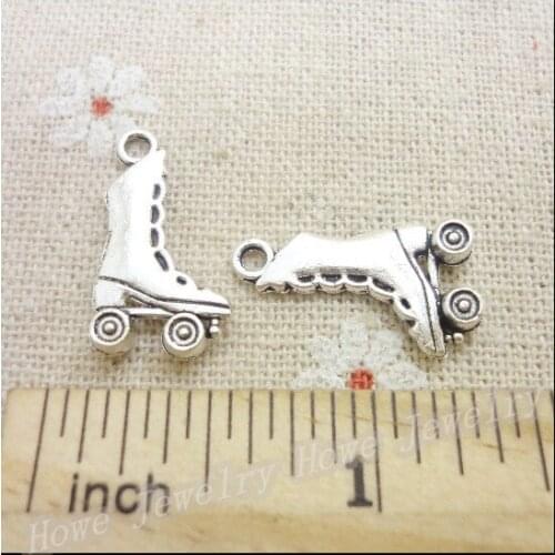 80pcs Vintage Charms Roller skates Pendant Antique silver Fit Bracelets Necklace DIY Metal Jewelry Making