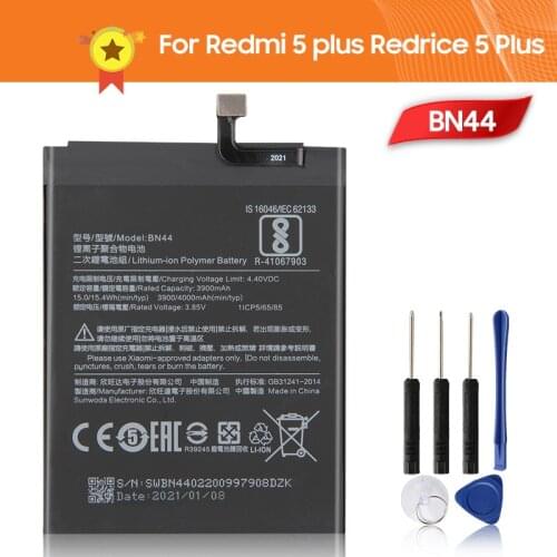 Xiao Mi Xiaomi BN44 Phone Battery For Xiao mi Redmi 5 plus 5.99" Redrice 5 Plus 4000mAh BN44 Original Replacement Battery + Tool