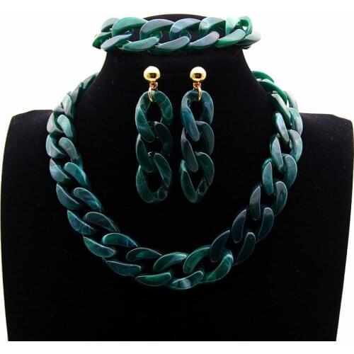 Acrylic Long Chain Necklace Bohemian Chunky Plastic Choker Collar Necklace Pendant For Women Bijoux Fashion Jewelry Accessories