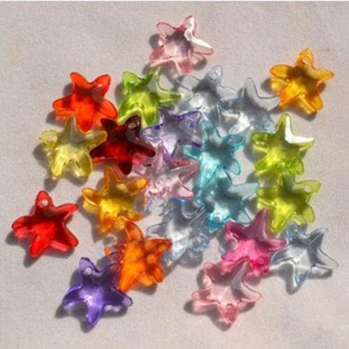 100pcs/bag DIY accessories 17 mm acrylic transparent colored starfish pendant earrings accessories 004002002
