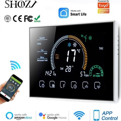 Tuya Voice APP Control Air Thermostat Cooling Heating Ventilation Thermoregulator 2/4 Pipe Wireless Remote Alexa Google Home