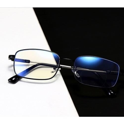Business Anti-blue Light Reading Glasses Memory Titanium Frame Distance And Near Dual-light Diopter +1.0 1.5 2.0 2.5 3.0 3.5 4.0