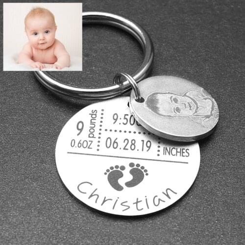 Personalized Photo Keychain,Newborn Keepsake Keychain,Baptism,New Mom Dad Gift