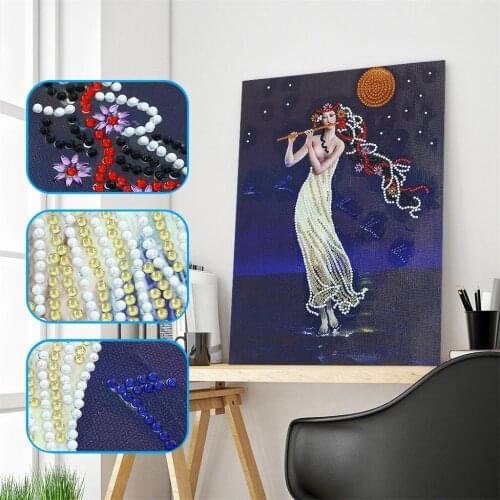Elegant Lady Under Night Part Drill Special-Shaped Diamond Painting DIY Mosaic Kits 5D DIY Part Drill Diamond Painting for Home