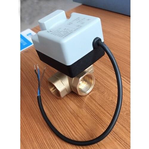 Brass Motorized Ball Valve 3-Wire 2-WayControl Electric Actuator AC220V 3 Way /2 Way DN15 DN20 DN25 DN32 DN40 with Manual Switch