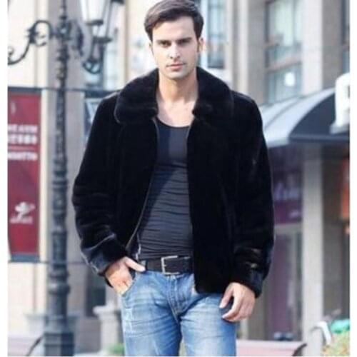 Hot sell 2018 new winter faux fur coat Men black warm fashion Soft and comfortable rabbit fur thick hooded jacket Plus Size 4XL