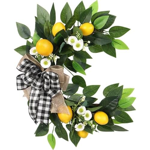 Artificial Lemon Flower Hanging Decor Floral Swag for Spring Home Indoor Outdoor Door Holiday Decor