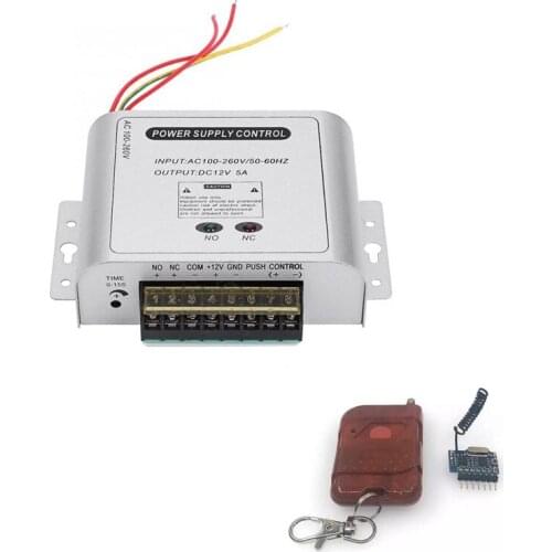 Access Control Power Supply wide Voltage 100~260V in 12V 5A out NO/NC Lock support remoter used Fingerprint /access control