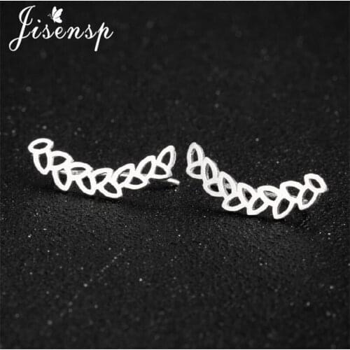 Jisensp 100% 925 Sterling Silver Earrings for Women Korean Statement Tree Branch Leaf Stud Earrings Wedding Jewelry Gift
