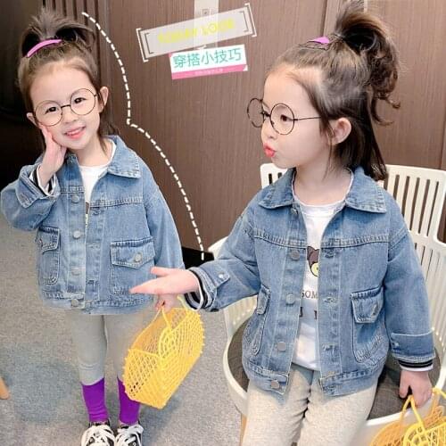 Cool Jean Spring Autumn Coat Girls Kids Outerwear Teenage Top Children Clothes Costume Ruffle Evening Party High Quality