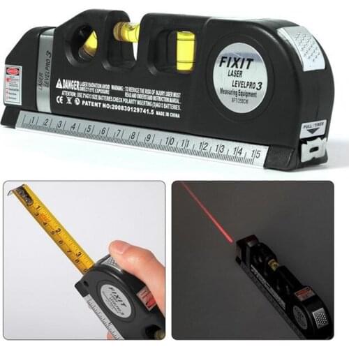 Ltipurpose 3 Bubbles Laser Level Horizon Vertical Measuring Tape Aligner Ruler Tool 20%off