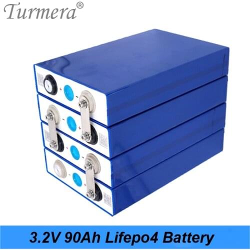 Turmera 4Pieces 3.2V 90Ah Lifepo4 Battery Lithium iron phosphate battery for Solar power system and Uninterrupted Power Supply