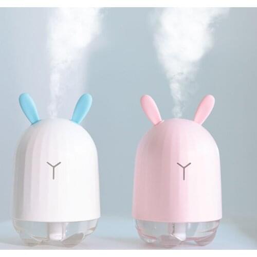 Cute Rabbit 300ML Mini Ultrasonic Air Humidifier Aroma Essential Oil Diffuser for Home Car USB Fogger Mist Maker with LED Lamp