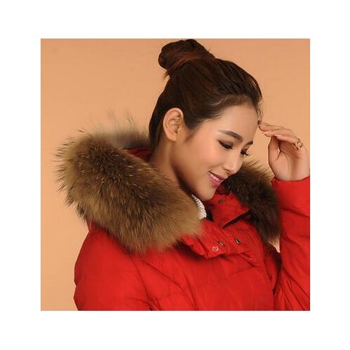 TheFox raccoon real fur fashion coat is fur on the collar 100% 80 cm logistics send free by the collar