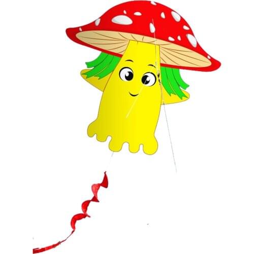 Cartoon Little Mushroom Single Kite Flying for Children Kids Outdoor Toys Beach Park Playing With Handle And Line