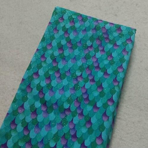 Brand New Glitter Silver Stamping Fish Scale Printed Cotton Fabric 50x105cm Design DIY Fabric Patchwork for Cloth Dress Party H