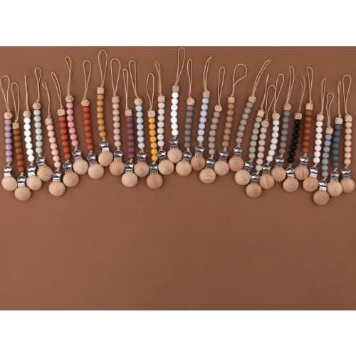 Newborn Pacifier Clip Soother Chain BPA-free Silicone Beads DIY Dummy Nipple Holder Baby Teething Chewable Toys Shower Gifts