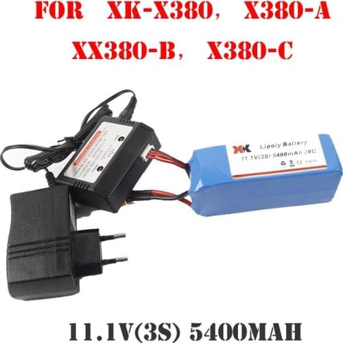 New 11.1V 3S 5400mAh battery + Balance Charger for XK DETECT X380 X380A X380B X380C 4CH 6-Axis RC Quadcopter Quad Copter RTF