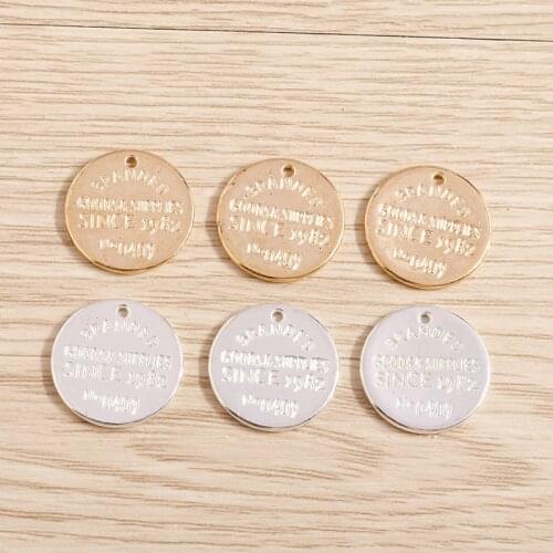 10pcs 17*17mm Metal Alloy Silver Color Letter Coins Charms Fit Original Necklaces Jewelry DIY Making