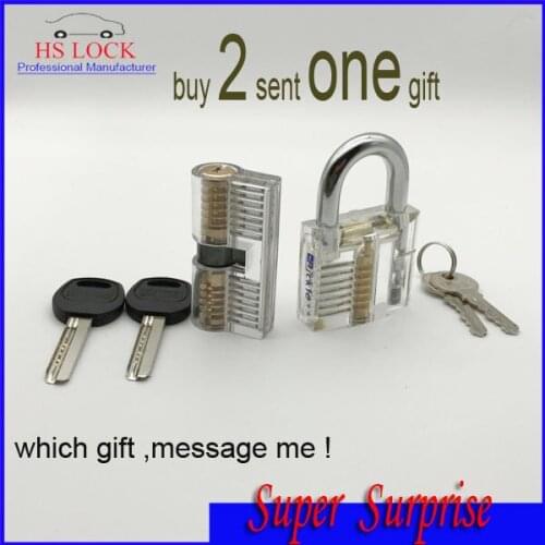 Locksmith Practice Skill Tools Set one pcs transparent padlock With one pcs AB Practice Tools sent one gift Locksmith Supply