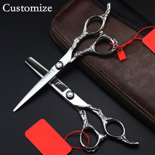 Customize Maya style professional 6 inch japan hair scissors set thinning barber cutting scissor shears hairdressing scissors