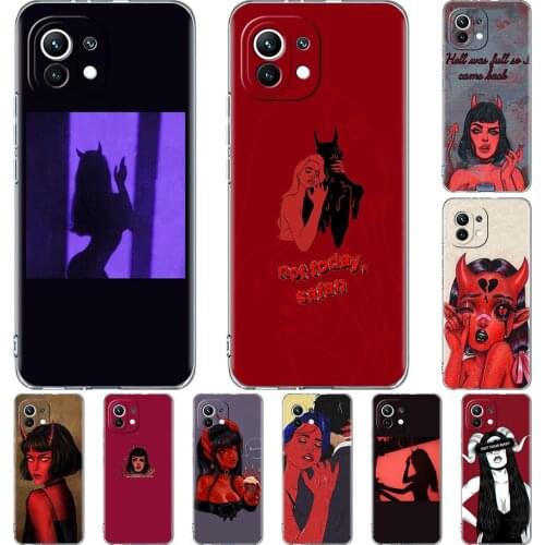 Clear Case for Xiaomi Mi Poco X3 NFC M3 11 10T Lite Phone Soft Cover Note 10 Pro 9T Transparent Celular Capa Sexy Devil Woman