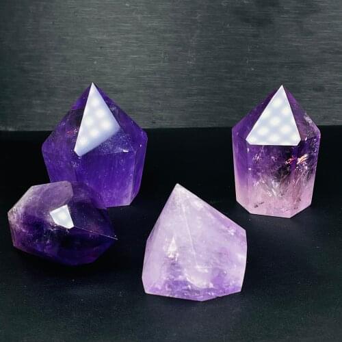 Rare natural purple quartz crystal stone amethyst point standing minerals pyramid tower reiki healing ametrine crystal