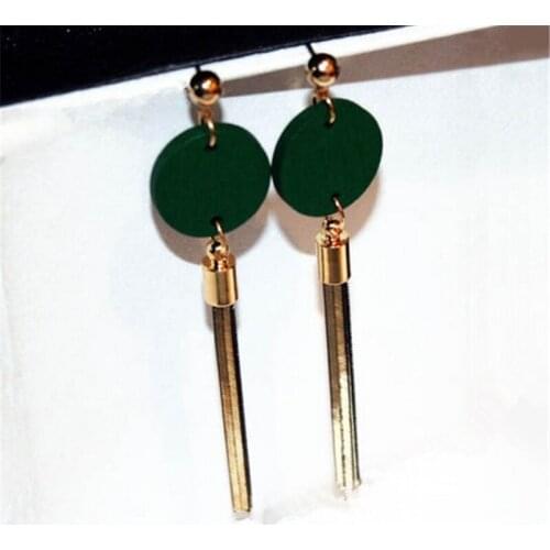 Statement Circle Tassel Long Earrings for Women Bijoux Green and Black Colors Fashion Winter Jewelry Cute Gift NWLE1334