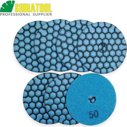 SHDIATOOL 7PK 80mm #50 dry polishing pads diameter 3inch Resin bond diamond flexible polishing pads Very competitive