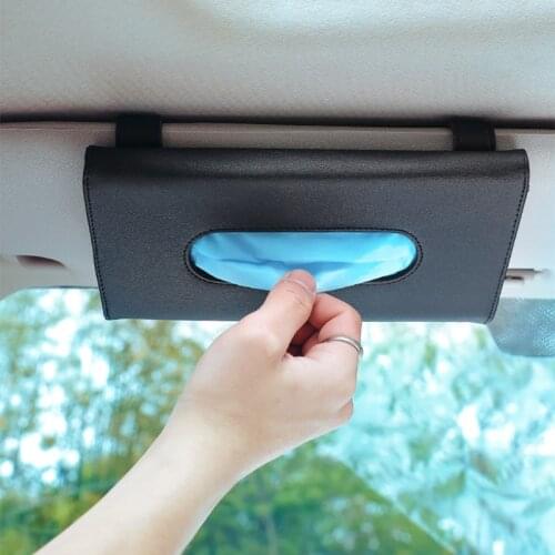 Sun Visor Napkin Holder Face Mask Case Waterproof Tissue Bag Wear-resistant Leather Tissue Storage Holder Car Decoration